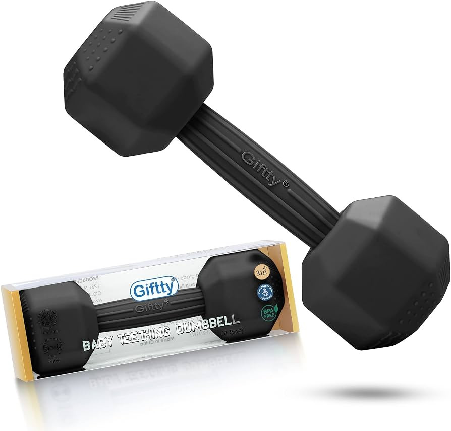 Baby Dumbbell Toy - Silicone Infant Rattle Teething Toy Teether Toddler Sensory Toy Durable Safe ... | Amazon (US)