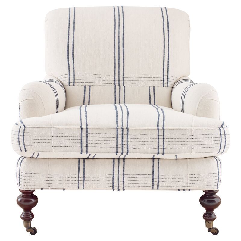 Chatsworth Armchair, Blue/White | One Kings Lane