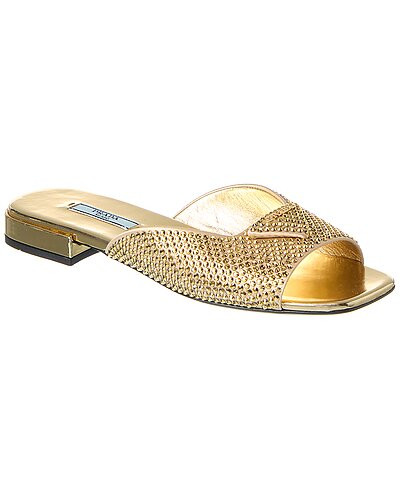 Logo Crystals Satin Sandal | Gilt & Gilt City