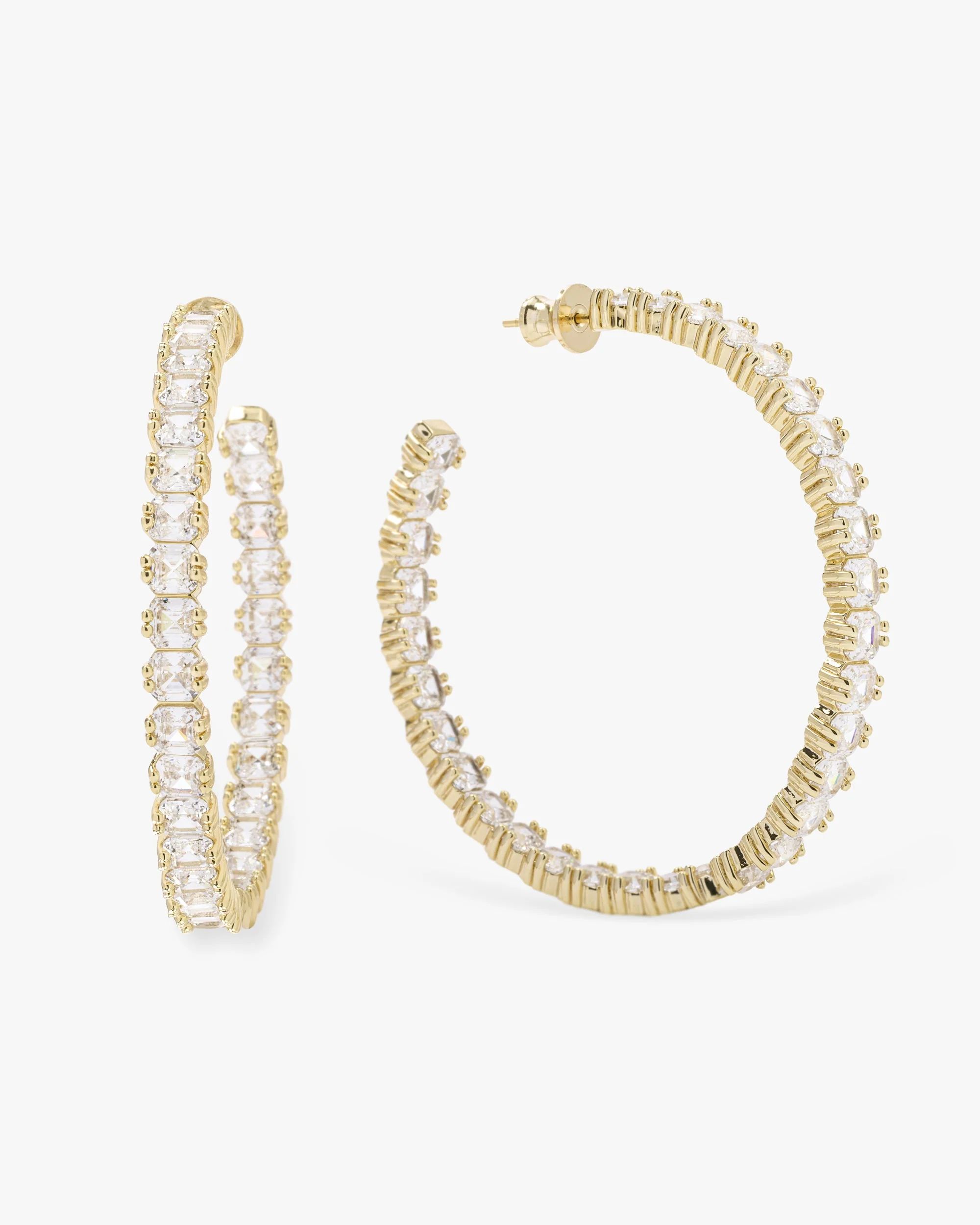 The Queens Hoops 2" - Gold|White Diamondettes | Melinda Maria
