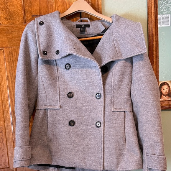 H&M Women's Classic Gray Peacoat | Poshmark