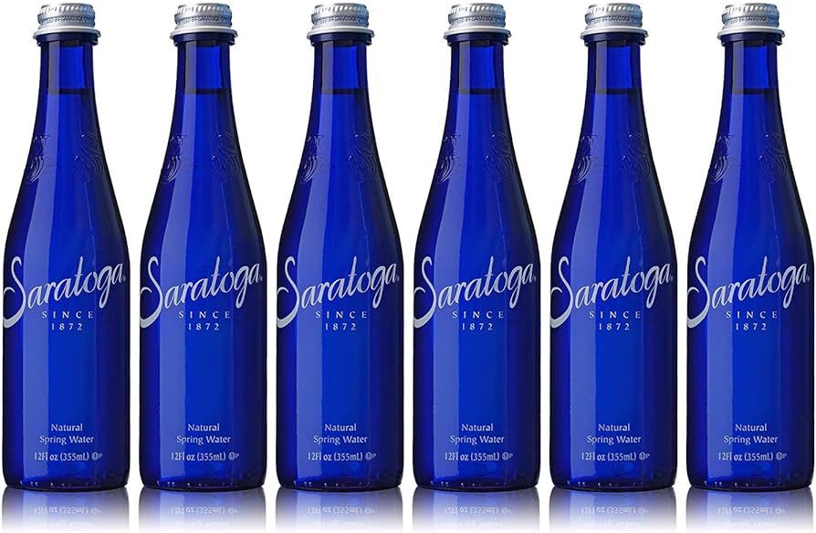 Saratoga Natural Spring Water, 12oz Cobalt Blue Glass Bottle (Pack of 6, Total of 72 Fl Oz) | Amazon (US)