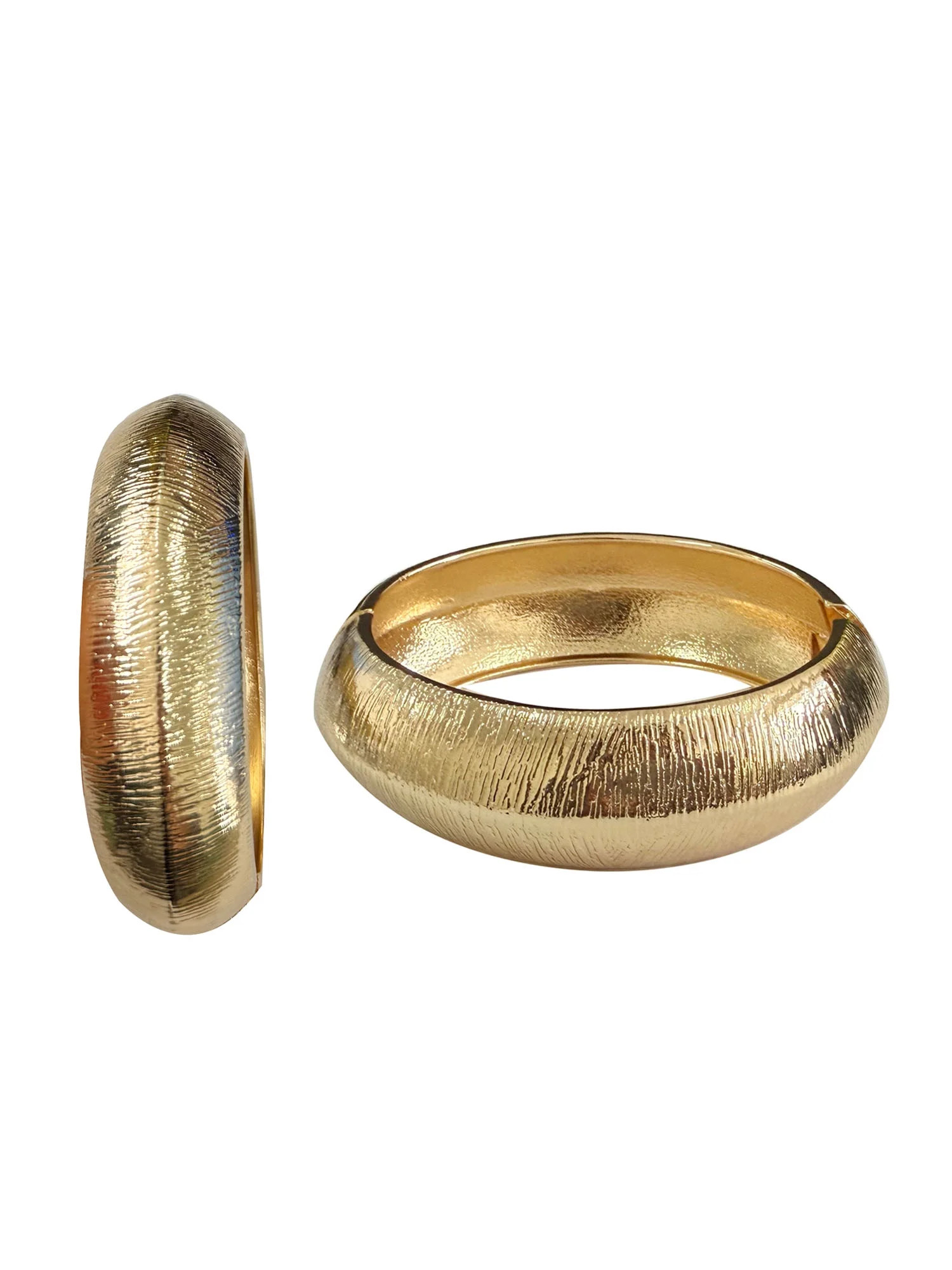 Time and Tru Textured Hinge Bangle Gold Plated for Female Adults and Teens | Walmart (US)