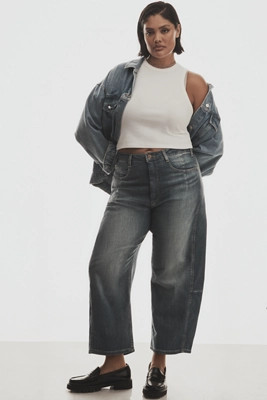 Pilcro Heritage Curve Mid-Rise Barrel Jeans | Anthropologie (US)