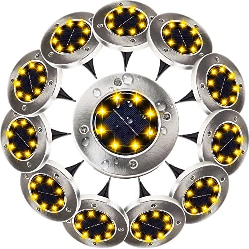 Solar Ground Lights,12 Pack Solar Lights Outdoor Waterproof, Solar Garden Lights, Bright Solar Di... | Amazon (US)