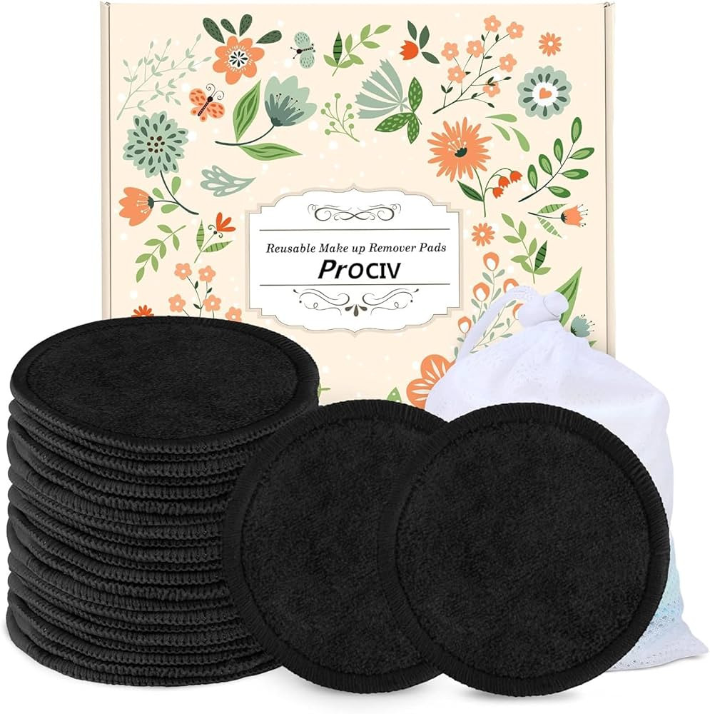 ProCIV Reusable Makeup Remover Pads - 25 Packs Washable Organic Reusable Cotton Rounds for All Sk... | Amazon (US)