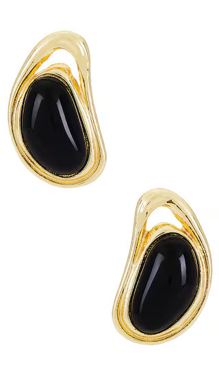 Valia Stud Earrings in Black & Gold | Revolve Clothing (Global)
