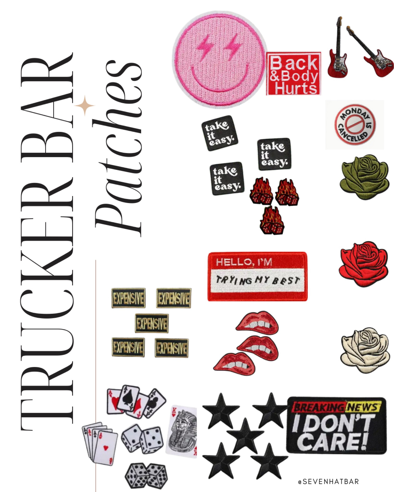 Trucker Hat Bar Starter Kit
This is the next installment of do you want to start a trucker hat bar. 

PATCHES! You could loose hours of your life looking and hunting but now you don’t have to because I’ve linked some of the popular ones here for you. 

#LTKbeauty #LTKstyletip #LTKSeasonal