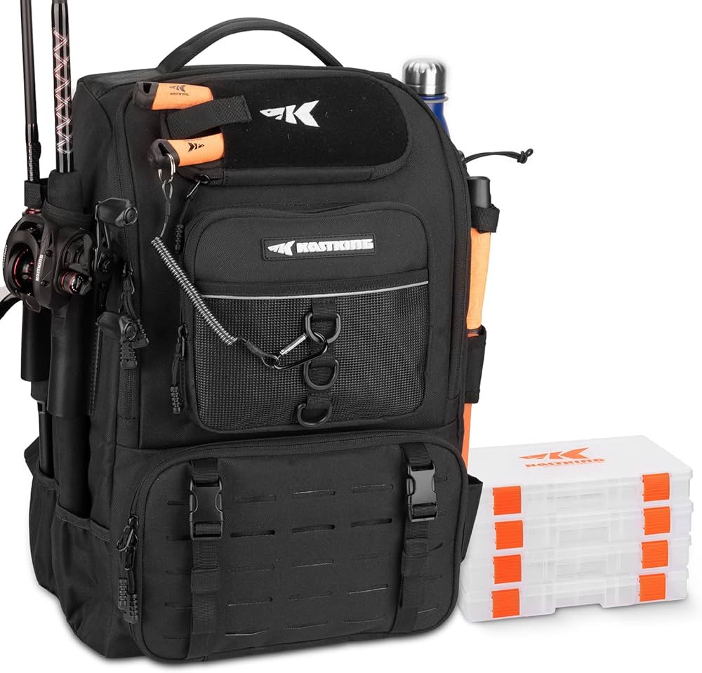 KastKing Karryall Fishing Tackle Backpack with Rod Holders 4 Tackle Boxes,40L Fishing Bag Storage... | Amazon (US)