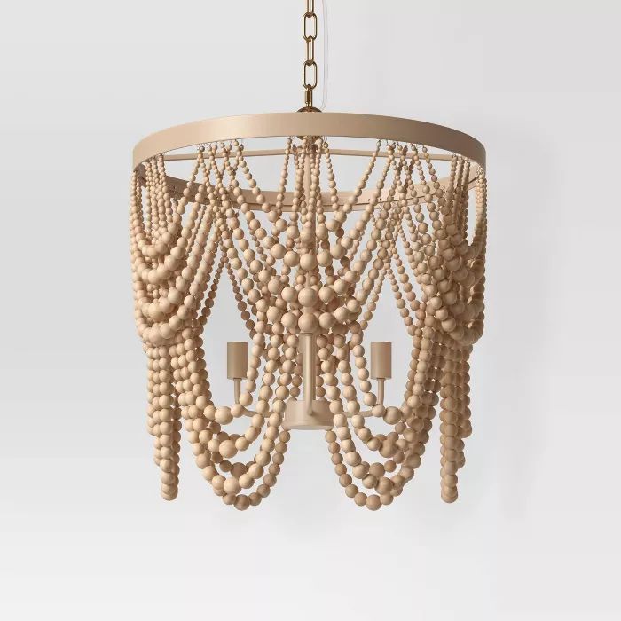 Large Chandelier Wooden Beads Swag Natural Tone - Opalhouse™ | Target