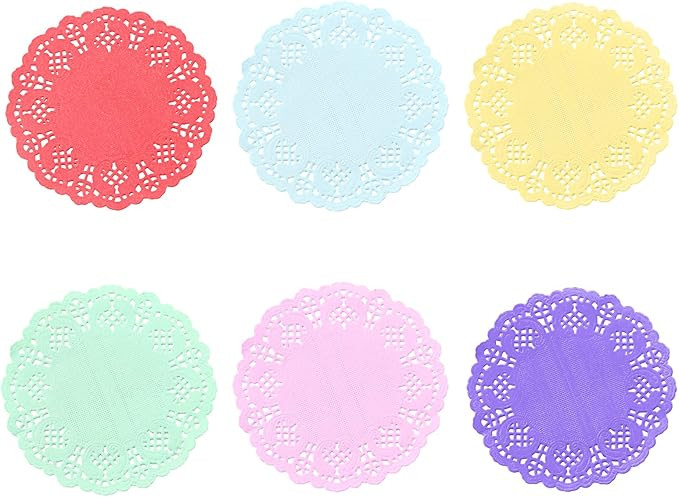 Rierdge Round Paper Doilies, 120 Pcs 3.5” Colorful Decorative Disposable Paper Placemats for We... | Amazon (US)