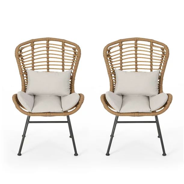 Pico Habra Outdoor Club Chairs, Set of 2, Light Brown and Beige - Walmart.com | Walmart (US)