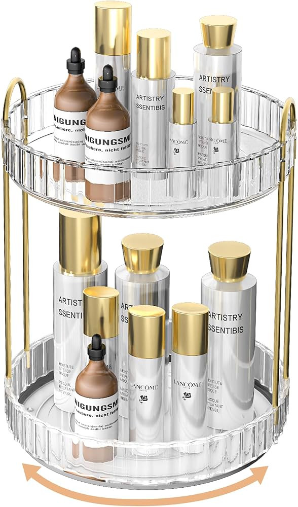 LAIWOO 360° Rotating Makeup Organizer, High-Capacity Bathroom Organizer Countertop Skincare Perf... | Amazon (US)