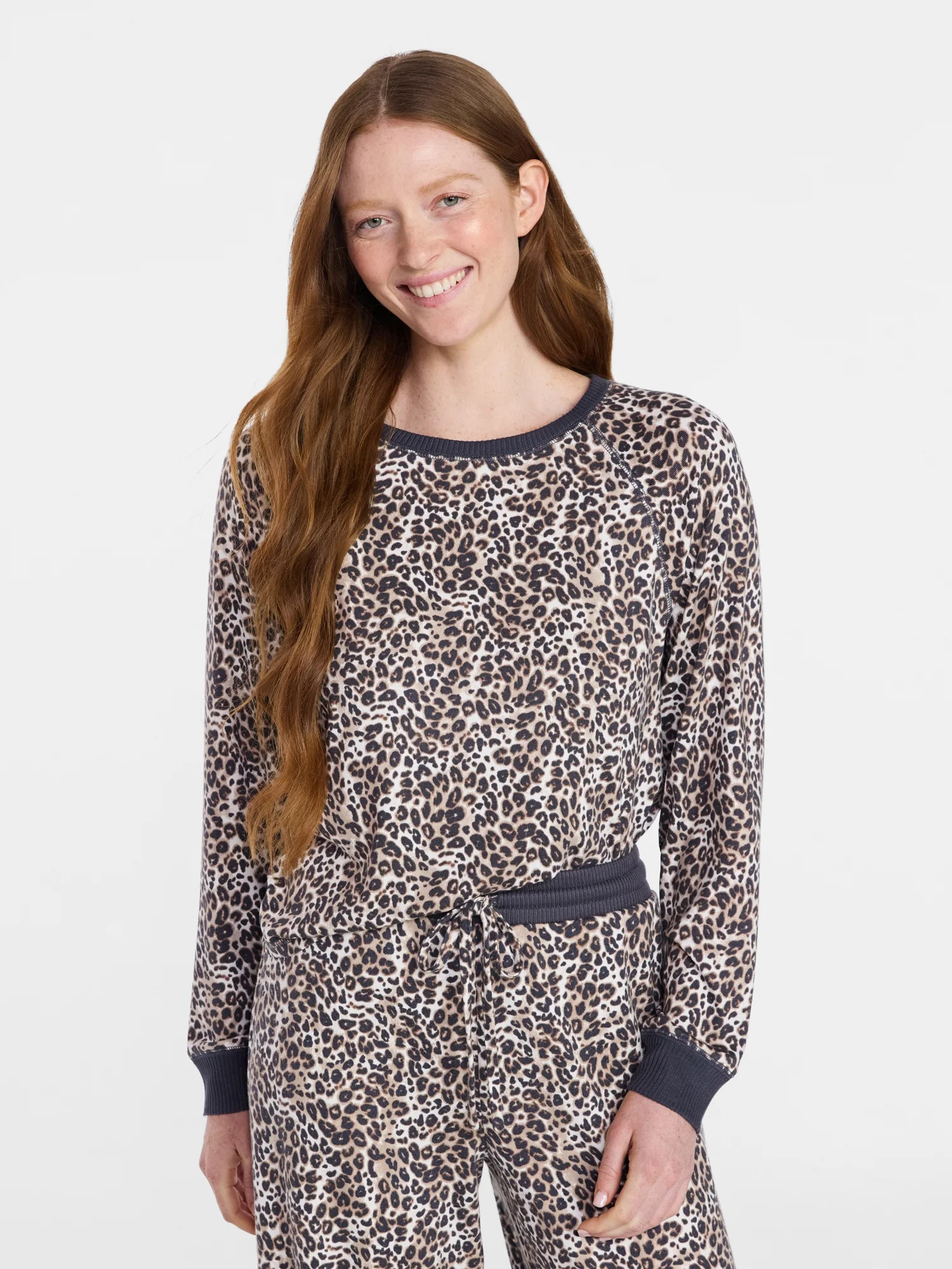 Joyspun Women's Cozy Lounge Collection Hacci Knit Long Sleeve Sleep Top, Sizes XS-3X | Walmart (US)