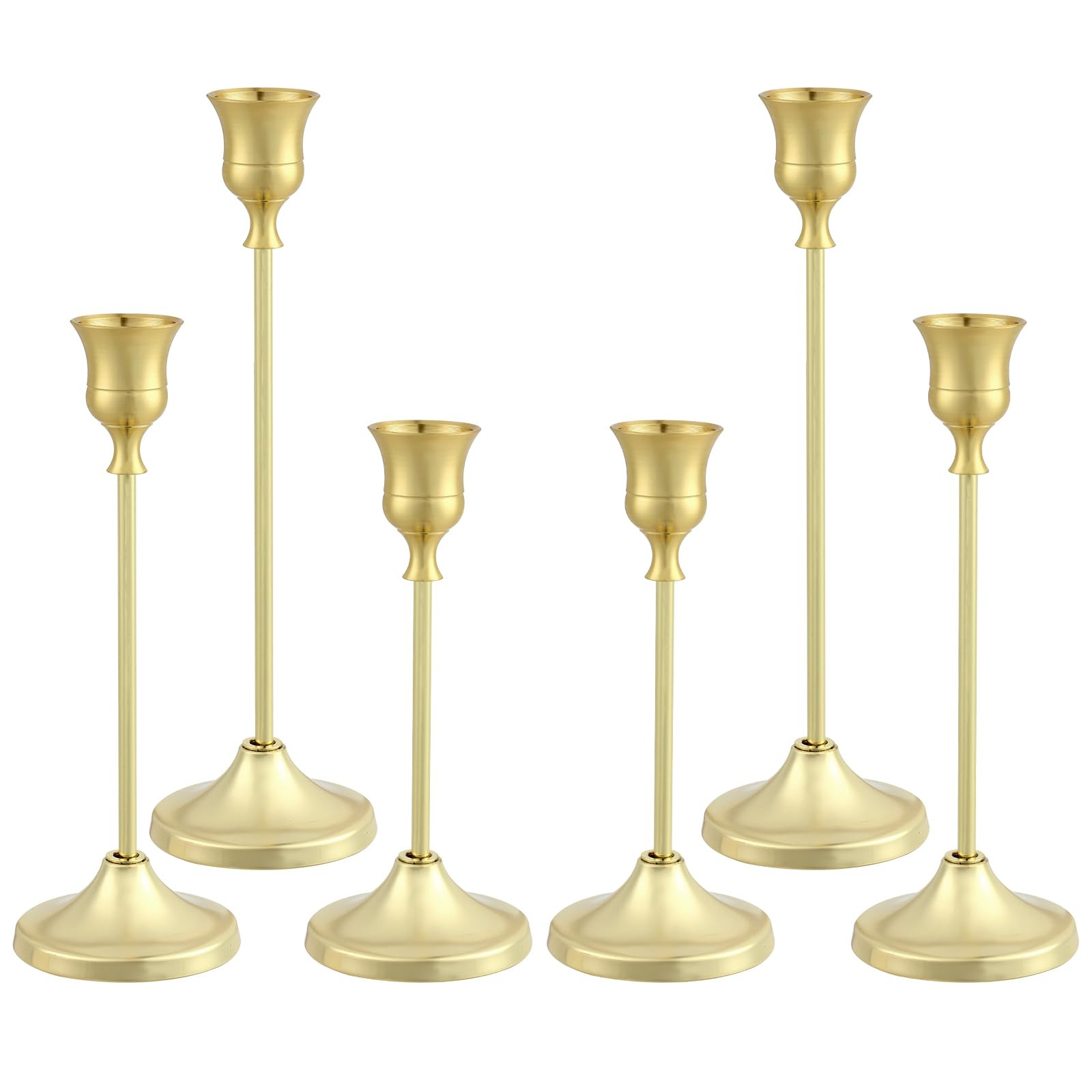 Candlestick Holders 6PCS, Metal Taper Candle Holder, Gold Candle Holders for Pillar Candles, Cand... | Amazon (US)