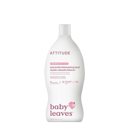 ATTITUDE Baby Bottle & Dish Soap, EWG Verified Bottle Cleaner, Fragrance Free & Dye Free, Removes Milk Residue & Grease, Vegan, Unscented, 23.7 Fl Oz | Amazon (US)