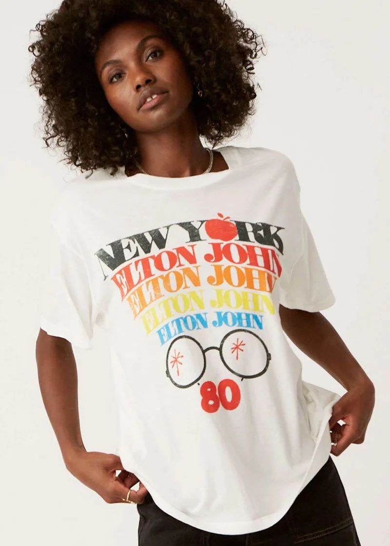 Elton John New York Boyfriend Tee - Vintage White | Alice & Wonder