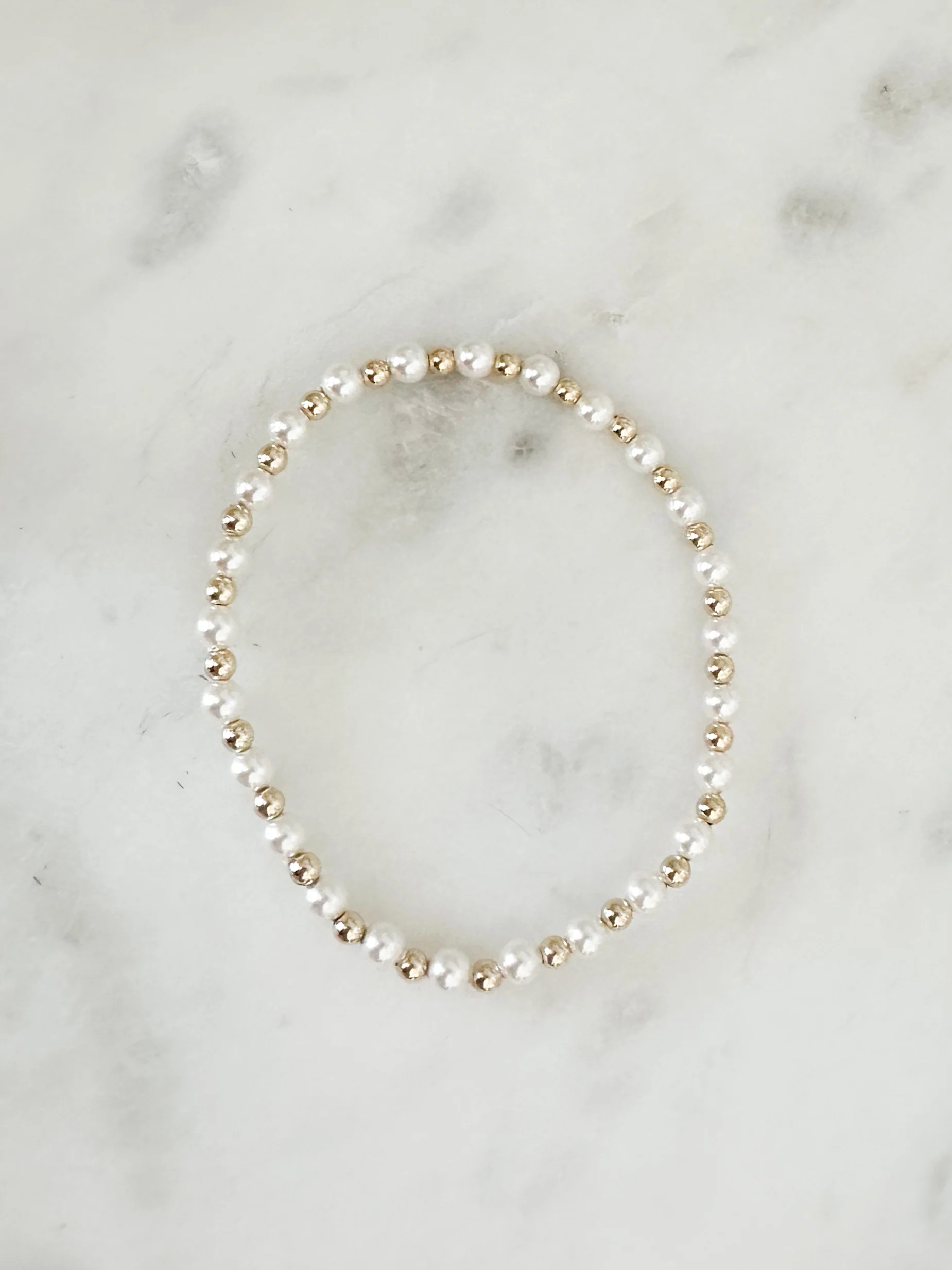Bella Pearl + Gold Filled Beaded Stretch Bracelet | Carin Rose