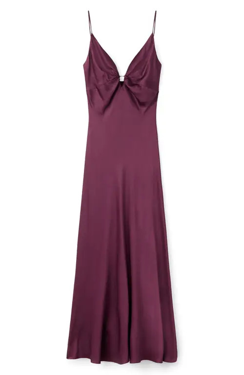 MANGO Sleeveless Satin Maxi Dress in Wine at Nordstrom, Size 6 | Nordstrom