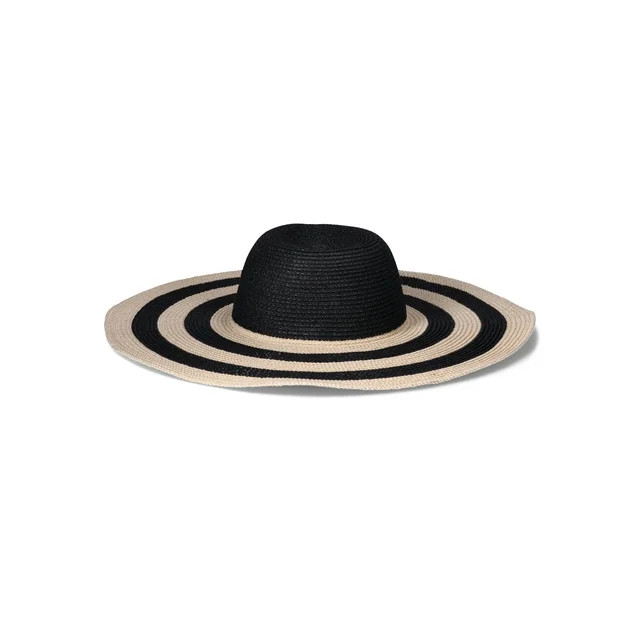Time and Tru Women's Paper Straw Striped Sun Bucket Hats | Walmart (US)