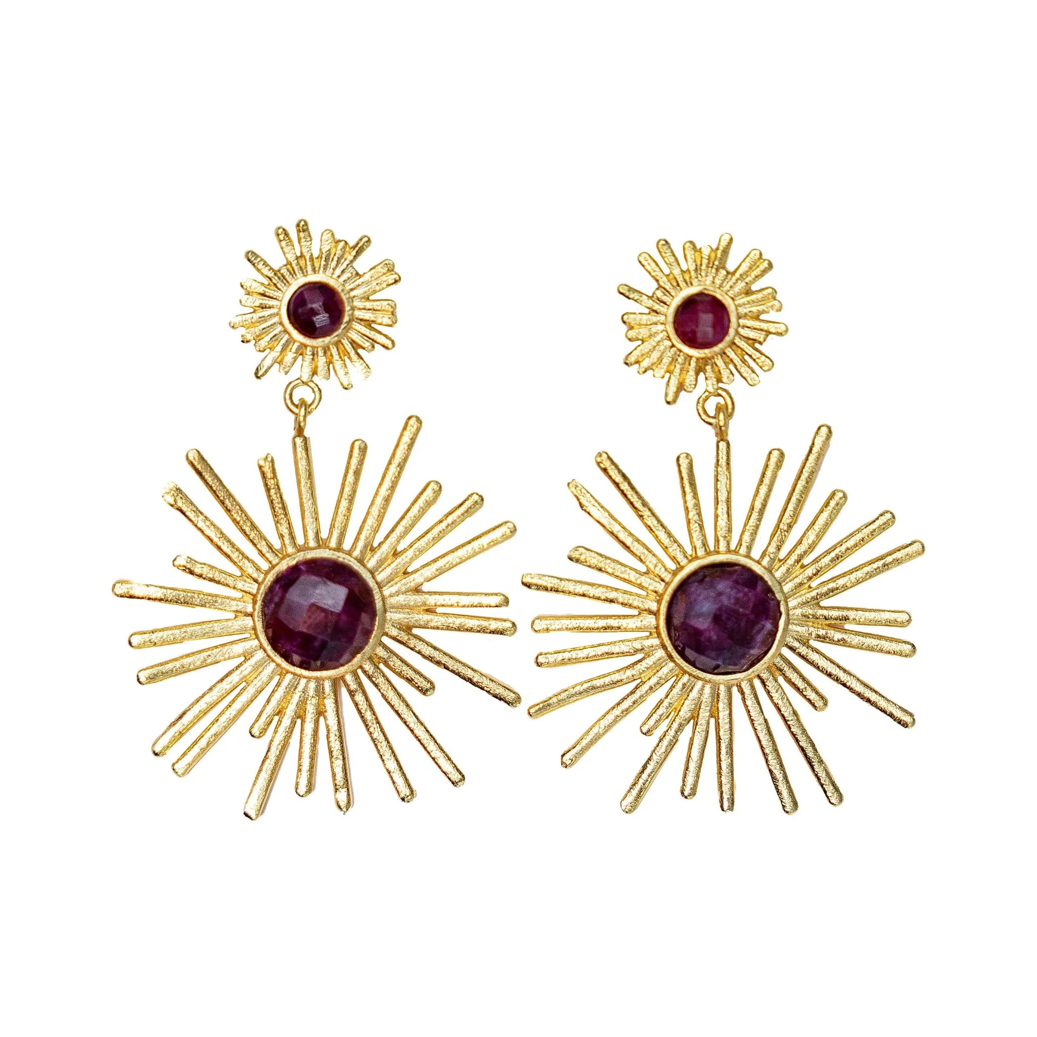 Crimson Starburst Drop Earrings - Ruby Agate | Christina Greene LLC