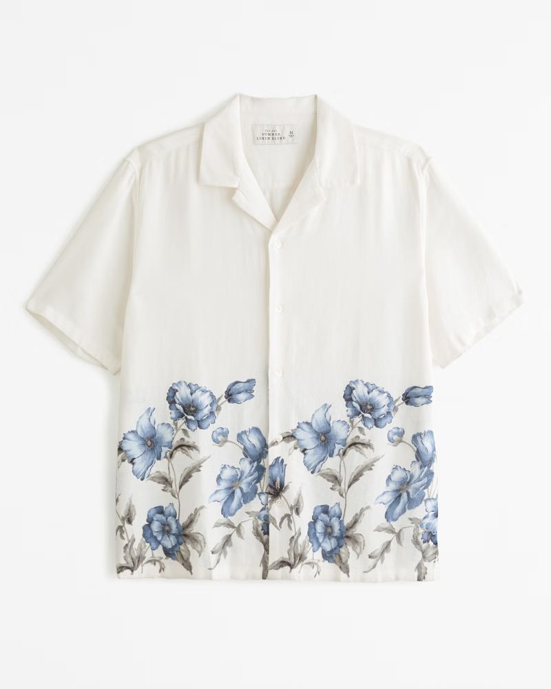 Camp Collar Summer Linen-Blend Shirt | Abercrombie & Fitch (US)