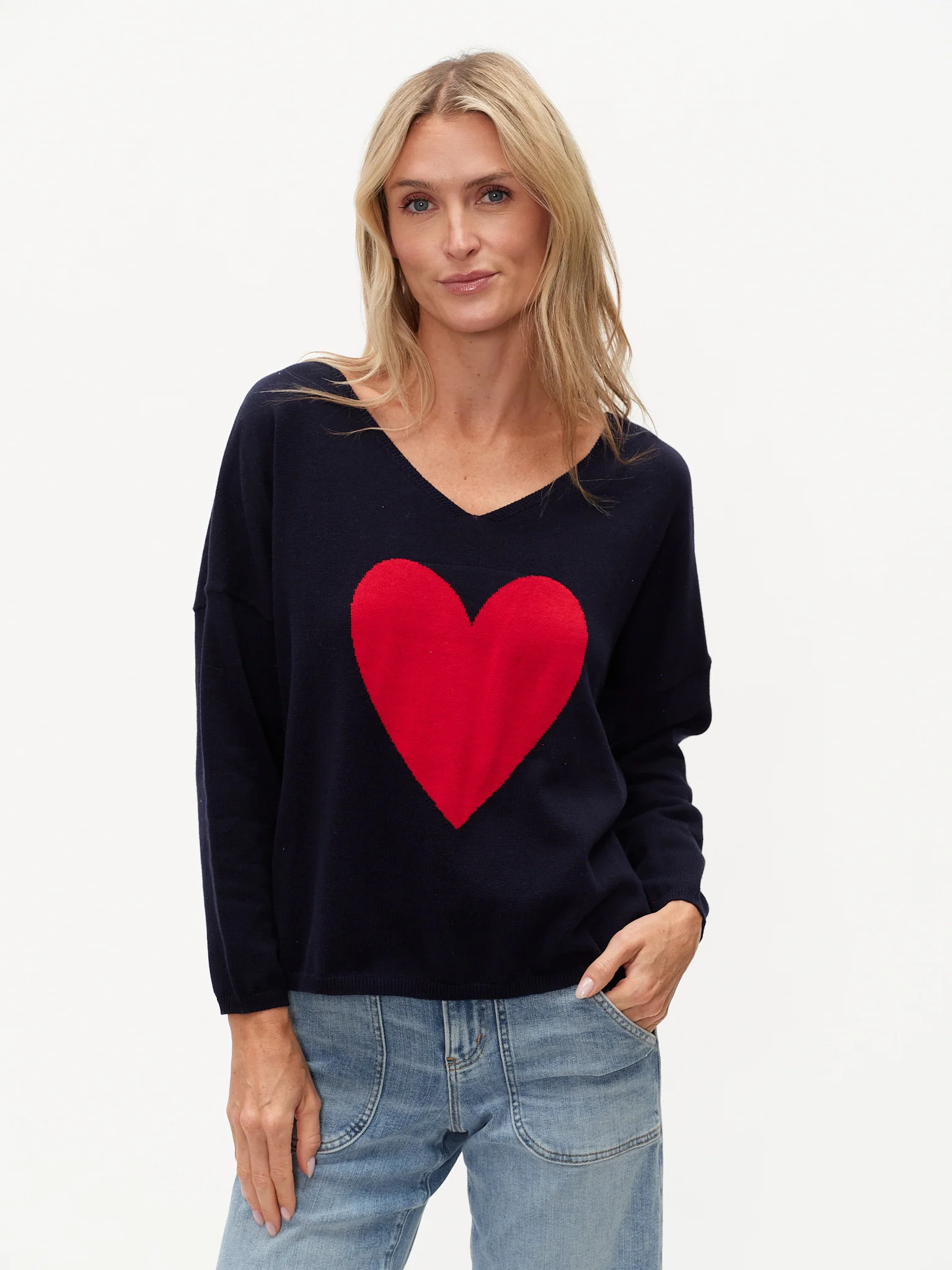 lovie sweater [navy/red] | Six Fifty Clothing