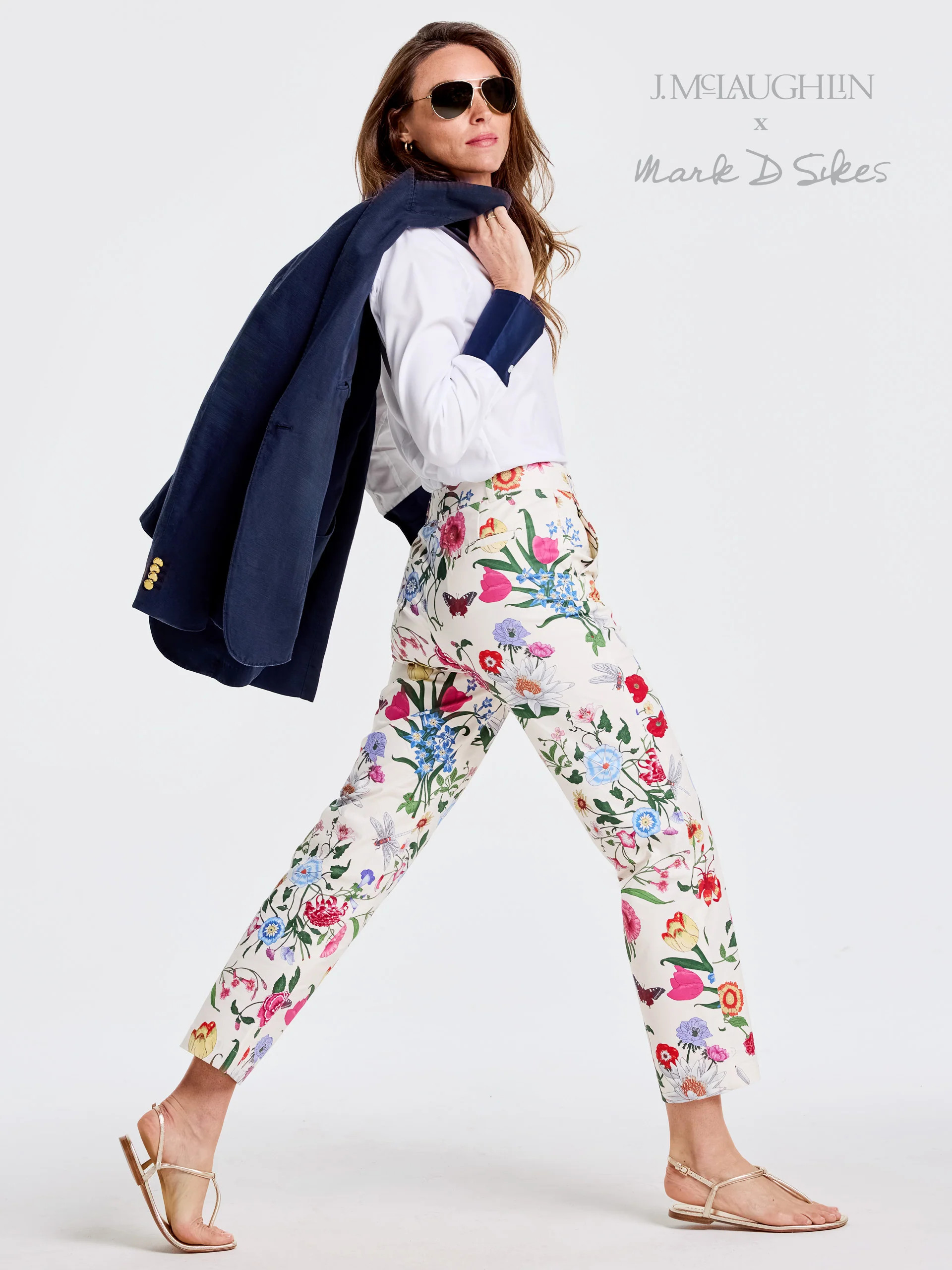 Off_White/Multi Dragonfly Garden Avery Pants | Women's Pants | J.McLaughlin | J.McLaughlin
