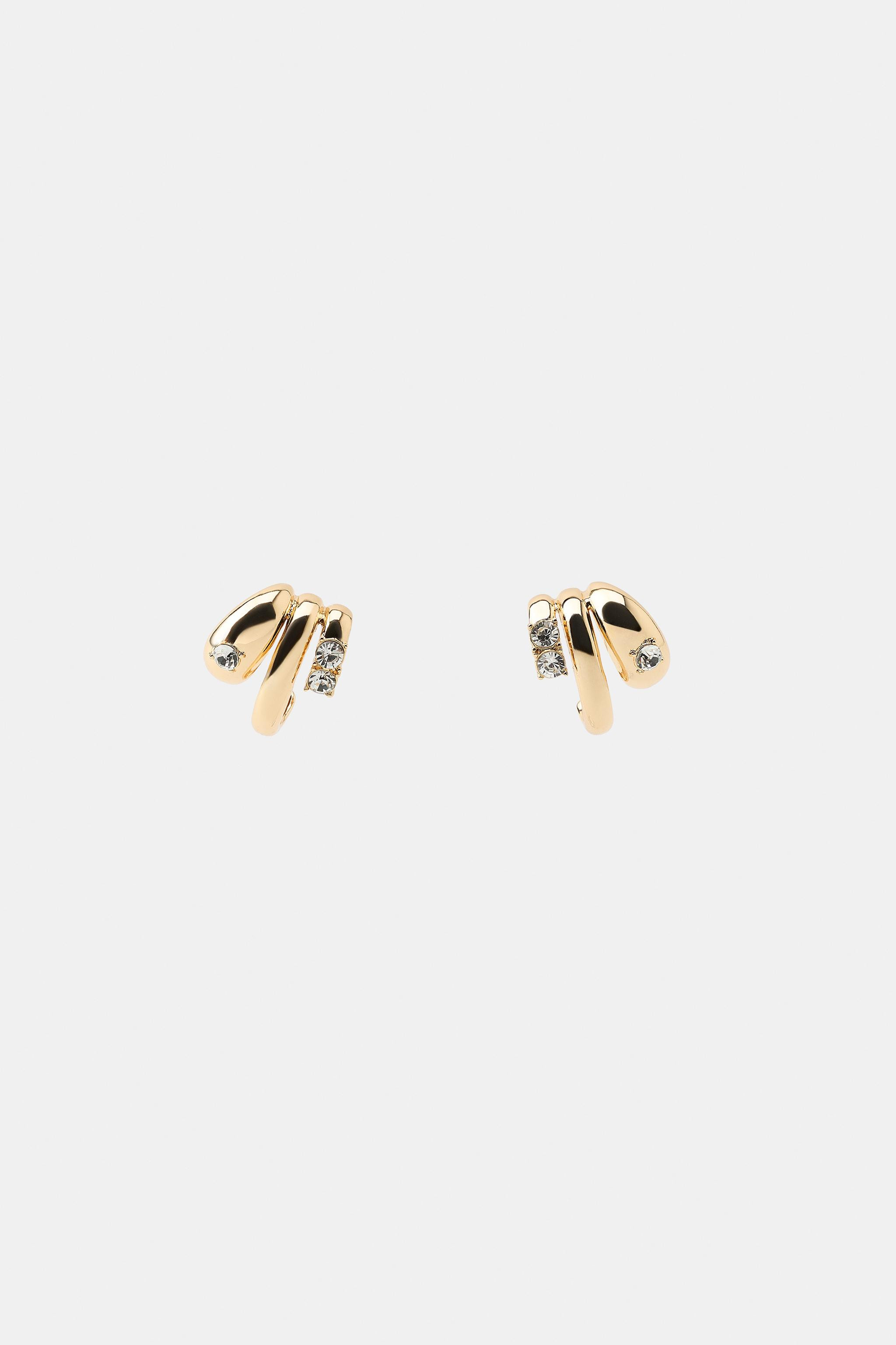 TRIPLE HOOP RHINESTONE EARCUFF EARRINGS | Zara US