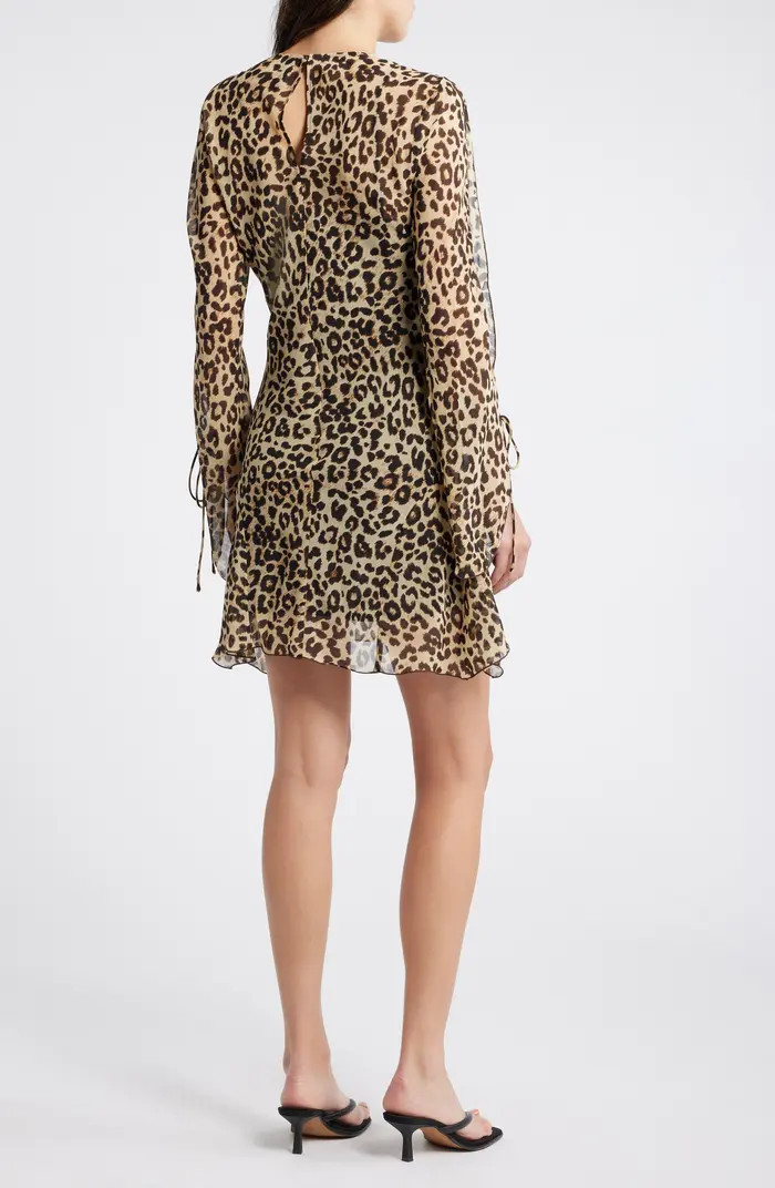 MANGO Leopard Print Long Sleeve Minidress | Nordstrom | Nordstrom