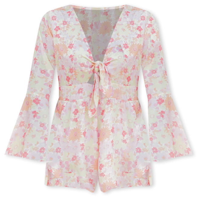 A Loving Heart Yellow/Orange Retro Floral Romper FINAL SALE | Pink Lily