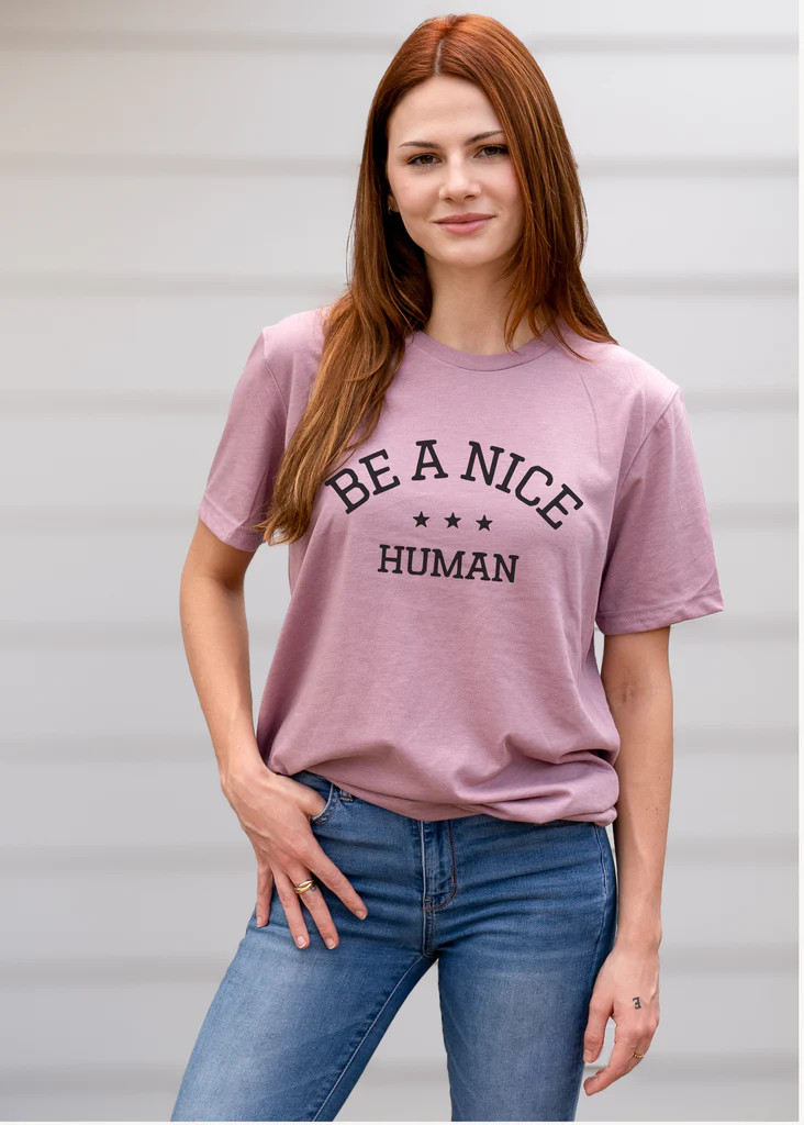 *STEAL* -BE A NICE HUMAN - UNISEX CREWNECK (COLOR: ORCHID) | BETTY RUKUS