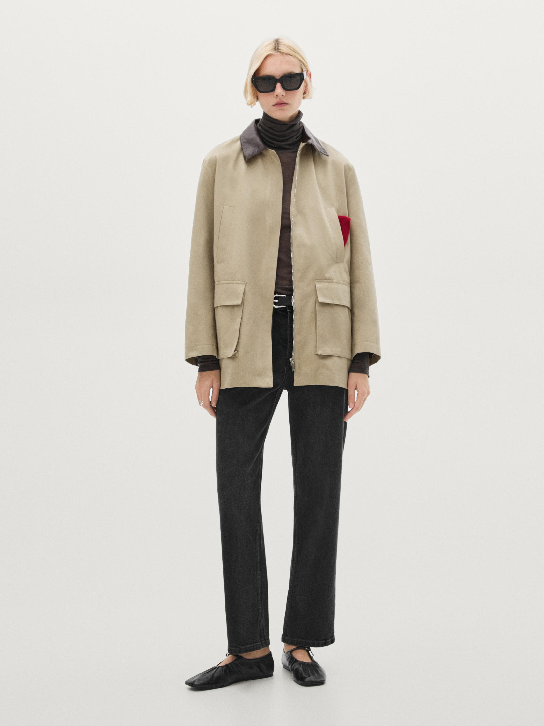 Jacket with leather collar detail · Washed · Coats And Jackets | Massimo Dutti | Massimo Dutti US