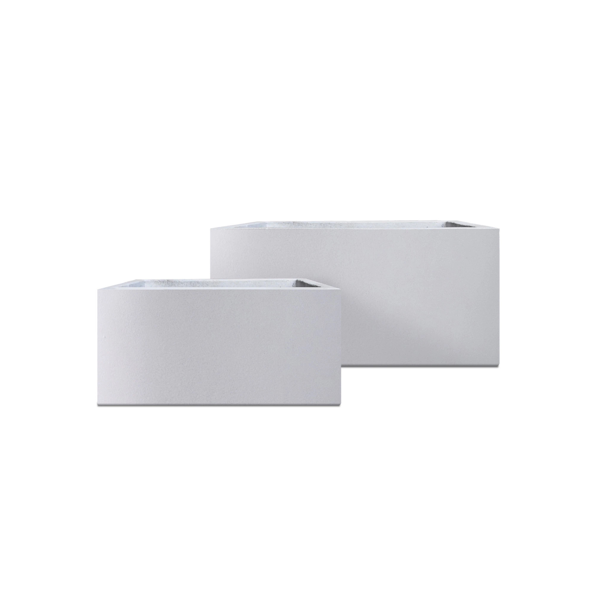 PLANTARA 2-Pack Rectangle 15-in W Extra Large White Concrete Contemporary/Modern Indoor/Outdoor Planter With Drainage Holes | PA104S2-8011 | Lowe's