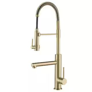 KRAUS Artec Pro Single Handle Pull Down Sprayer Kitchen Faucet with Pot Filler in Brushed Gold KP... | The Home Depot