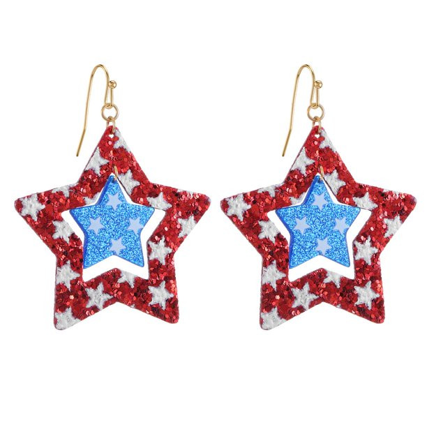 Way to Celebrate Patriotic Glitter Stars Earring | Walmart (US)