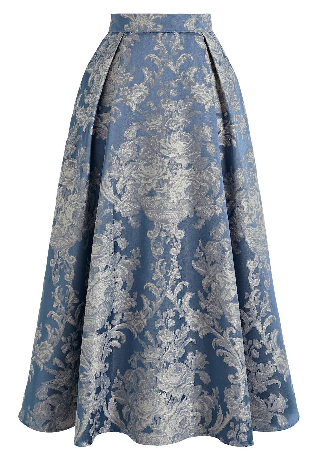 Vintage Damask Jacquard A-Line Maxi Skirt for Concerts & Theater Nights | Chicwish