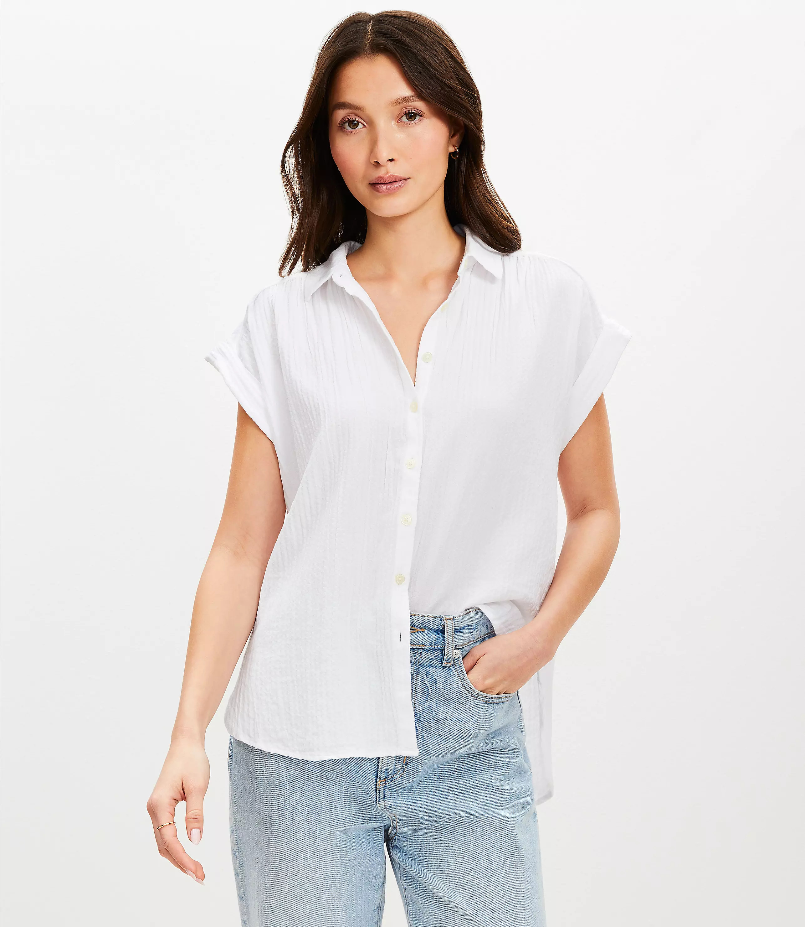 Petite Crinkle Dolman Shirt | LOFT