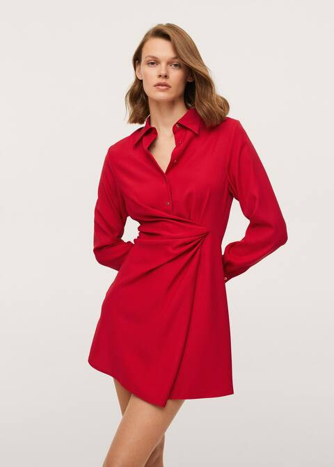 Knot detail shirt dress | MANGO (US)
