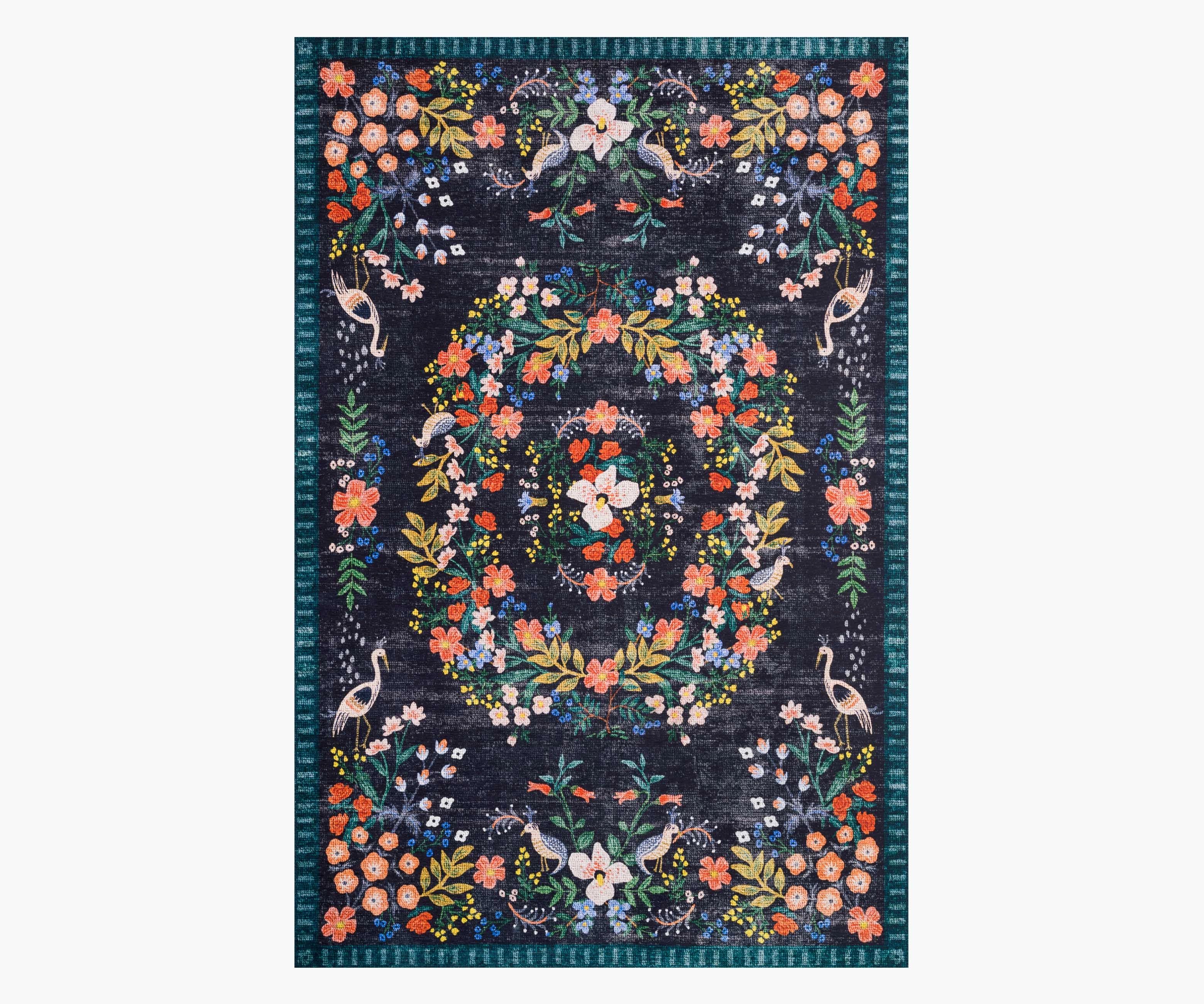 Luxembourg Black Printed Rug | Rifle Paper Co.