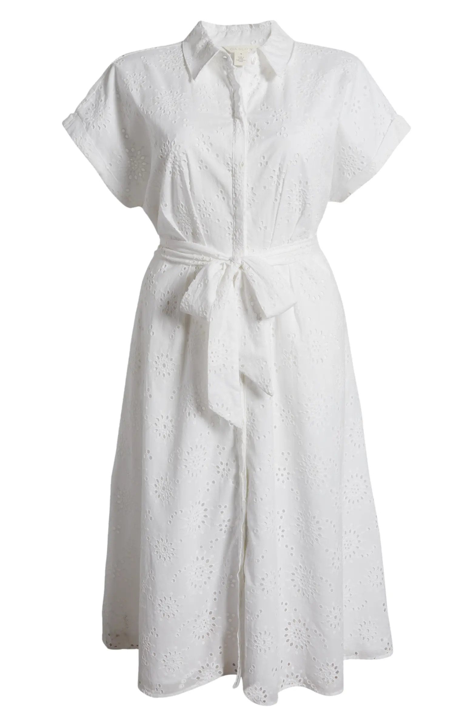 Tie Waist Eyelet Shirtdress | Nordstrom