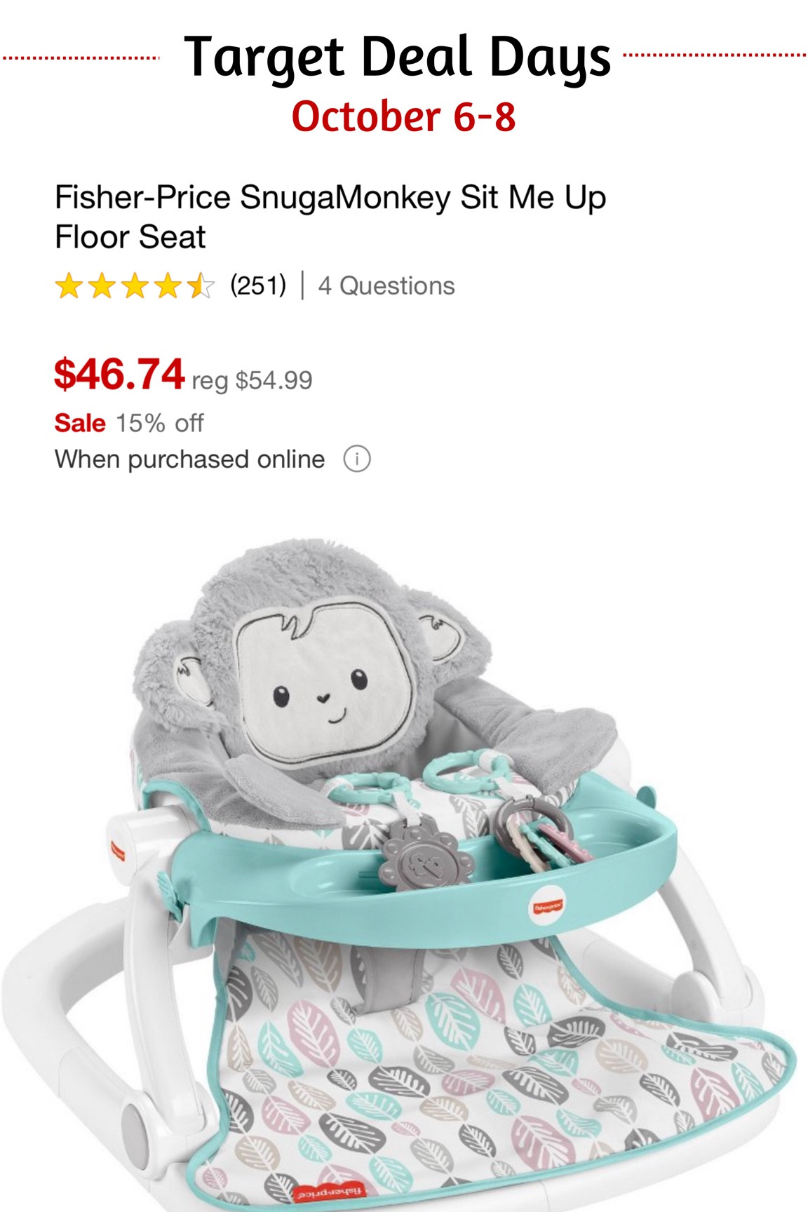 Target deal days. October 6-8. Early Black Friday deals!!! Fisher price sit me up seat

#LTKunder50 #LTKsalealert