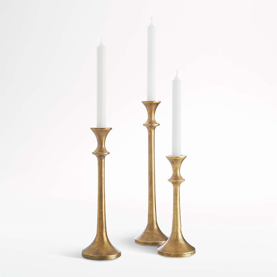 Emmett Antique Brass Taper Candle Holder 14.5" | Crate & Barrel