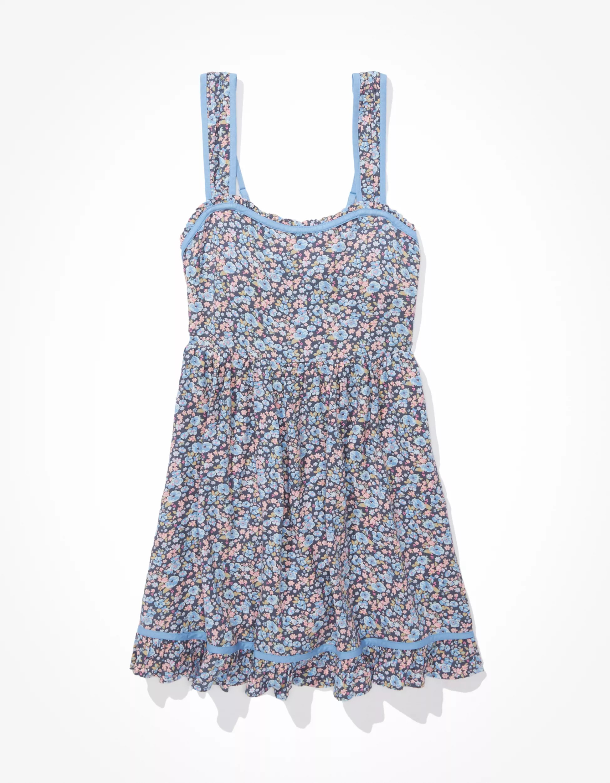 AE Floral Tie-Back Babydoll Mini Dress | American Eagle Outfitters (US & CA)
