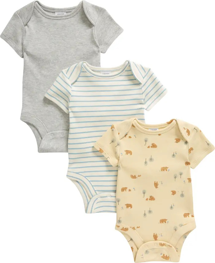 Assorted 3-Pack Cotton Bodysuits | Nordstrom