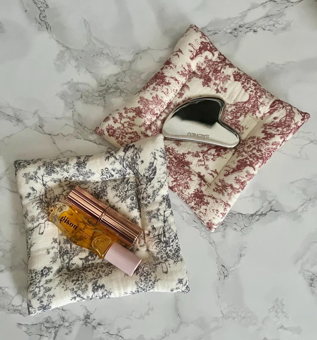 Toile De Jouy | Plush Puffy Cloud | Double Cotton Cosmetics | Accessories | Cup | Coaster Cushion... | Etsy (US)