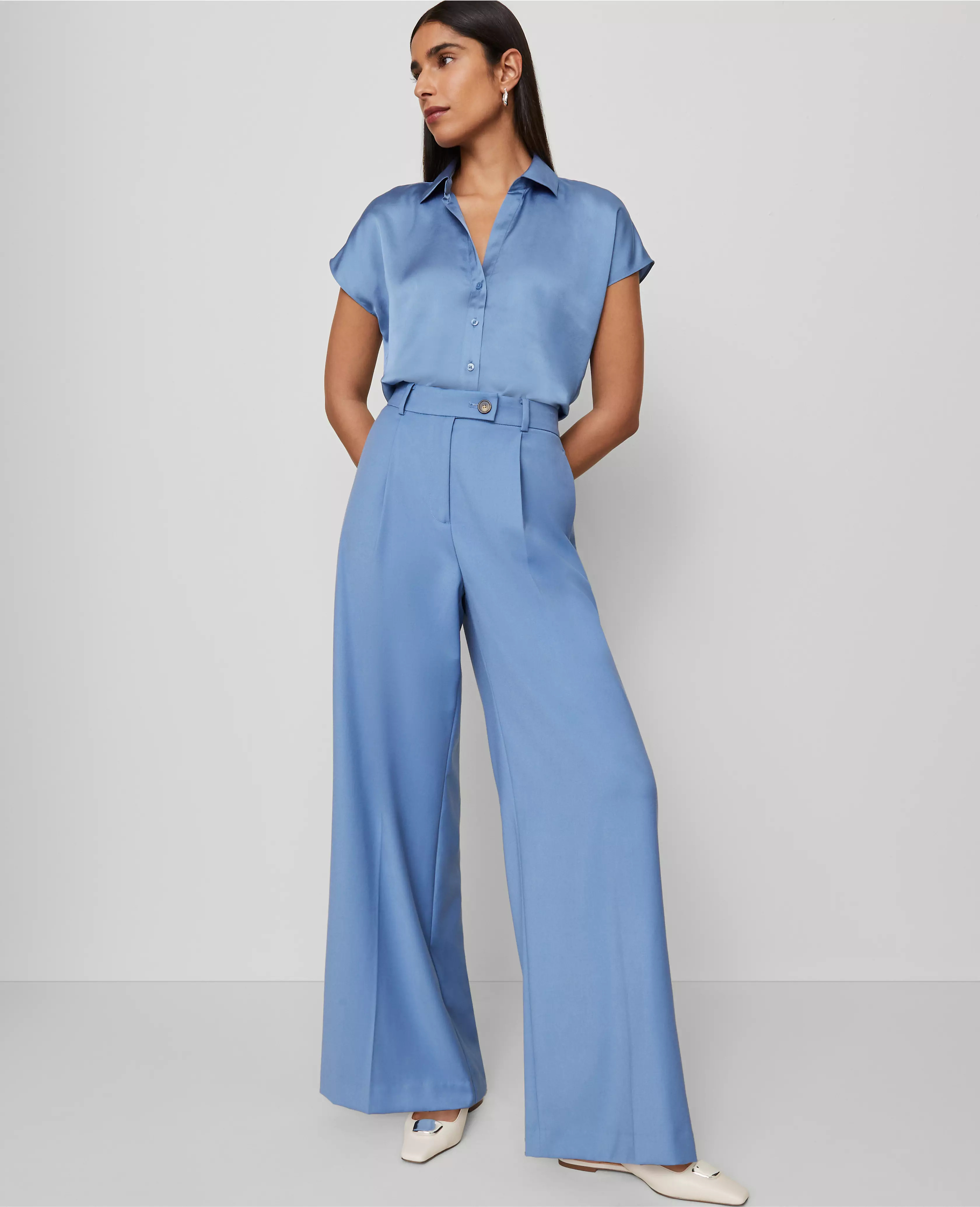 The Petite Modern Wide-Leg Trouser Pant | Ann Taylor