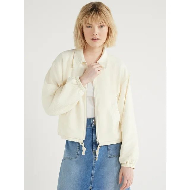Scoop Women's Full Zip Texture Jacket, Sizes XS-XXL | Walmart (US)