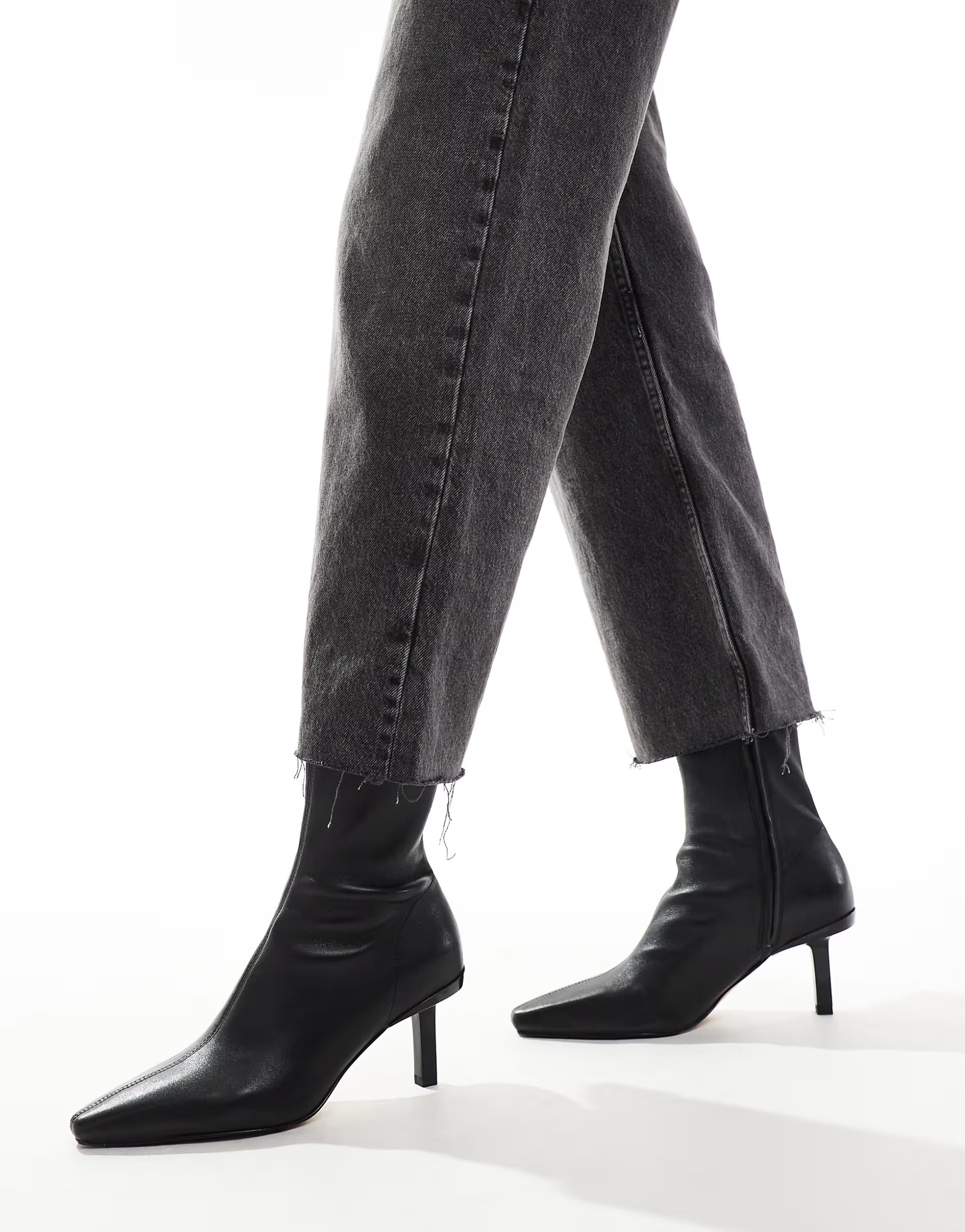 & Other Stories leather heeled ankle boots with pointed toe in black | ASOS (Global)