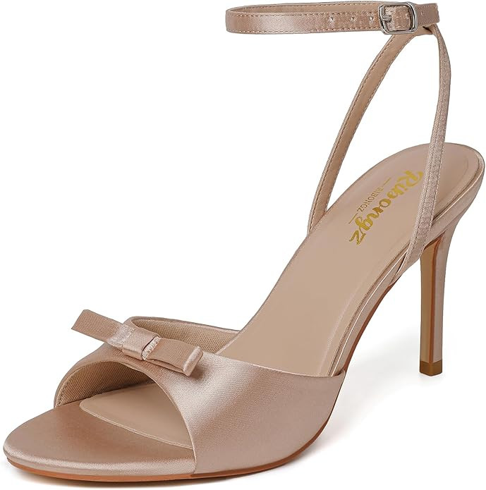 RIBONGZ Women's High Heels Round Open Toe Sexy Kitten Sandals Stiletto Heeled Pumps Ankle Strap B... | Amazon (US)